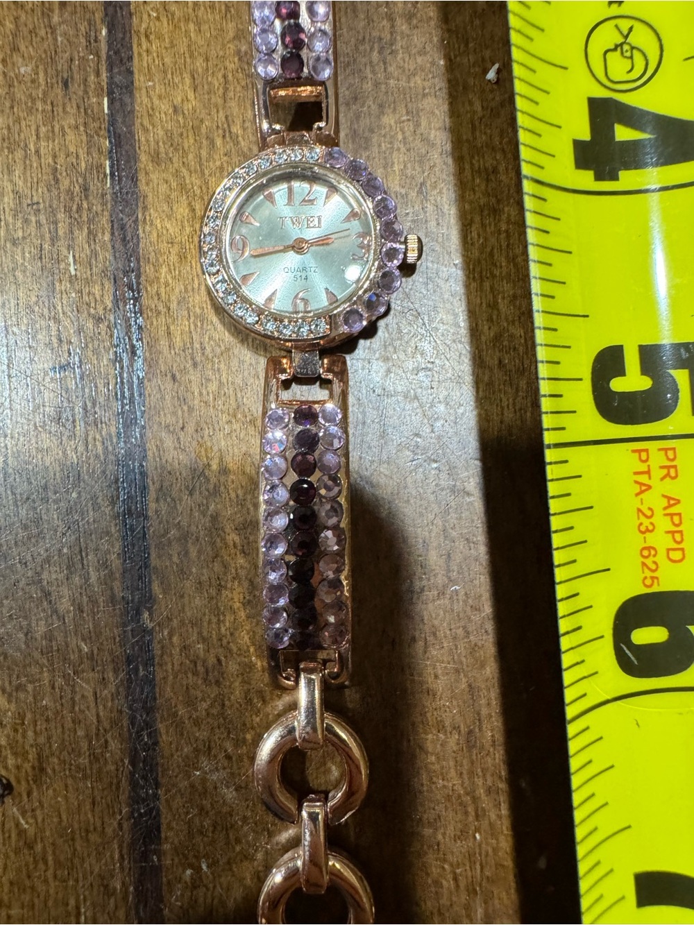 Rose Gold-Tone Pink Crystal Bracelet Watch